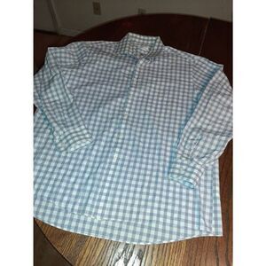 Men XL 17 34/35 Van Heusen Classic Grey Purple White Button Front Dress Shirt
